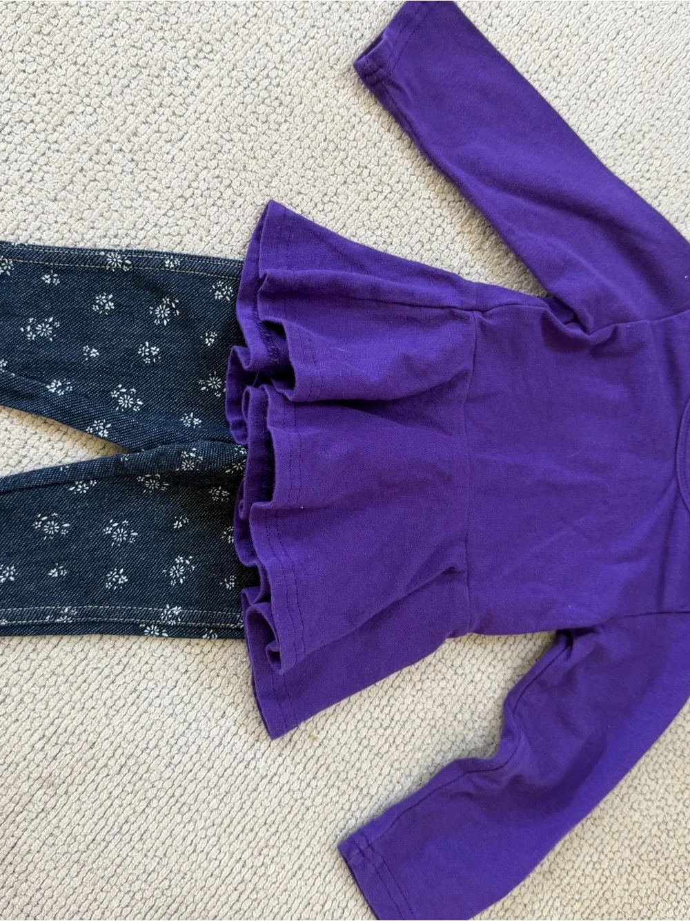 Baby Purple Ruffle Tunic Top and flower leggings